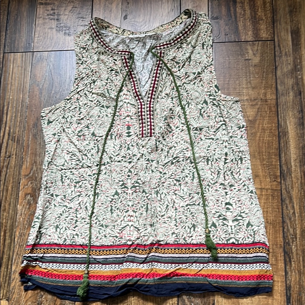 Daniel Rainn Cream Pink Tie Front Tunic